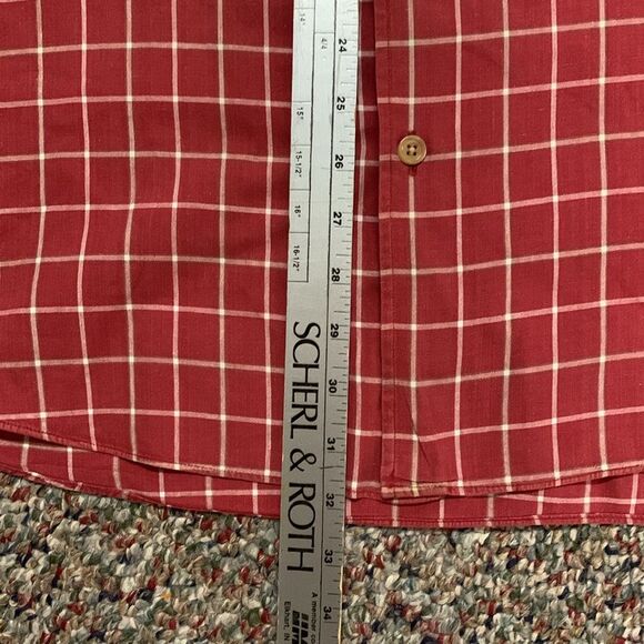 Scott Barber Red Windowpane Check Short Sleeve Button Down Shirt Size XL - Picture 11 of 11